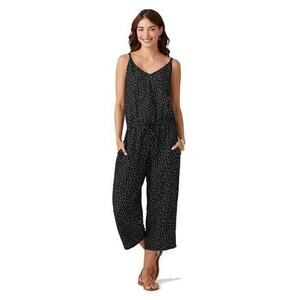 TOMMY BAHAMA $159 Sea Swell Polka Dot Cropped Linen Tie Waist Jumpsuit Size XL